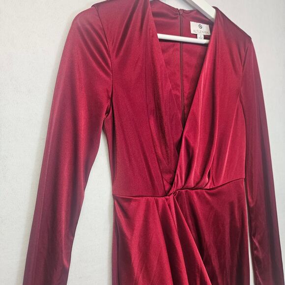Altuzarra for Target Dress Maroon Red Satin Wrap Dress - Picture 2 of 11